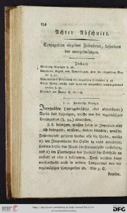 Achter Abschnitt: Conjugation einzelner Zeitwörter, besonders der unregelmäszigen