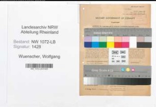 Entnazifizierung Wolfgang Wuenscher , geb. 30.04.1910 (Angestellter)