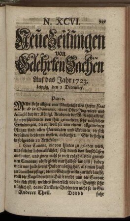 N. XCVI. Leipzig, den 2 December. - N. CIV. Leipzig, den 30 December.
