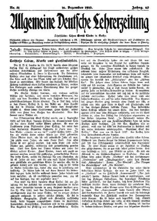 Tolstojs Leben, Werke und Persönlichkeit