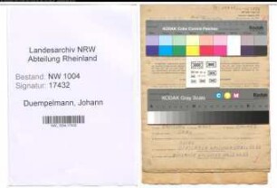Entnazifizierung Johann Duempelmann , geb. 23.05.1905 (Lokfuehrer)