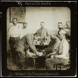 Erster Weltkrieg. Glasdia aus der Lichtbildreihe 53, No. 24 der Firma "Projection für Alle" (Unger und Hoffmann AG, Dresden)