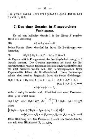 7. Das einer Geraden in E zugeordnete Punktpaar.