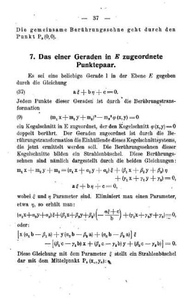 7. Das einer Geraden in E zugeordnete Punktpaar.