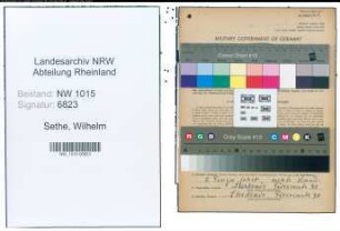 Entnazifizierung Wilhelm Sethe , geb. 18.02.1890 (Metzger)
