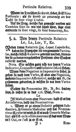 §. 2. Von denen Particulis Relativis Le, La, Les, Y, En.