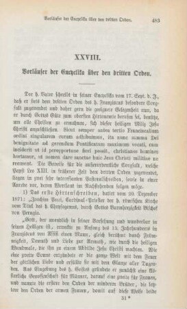 483-494 Vorläufer der Encyclica über den dritten Orden