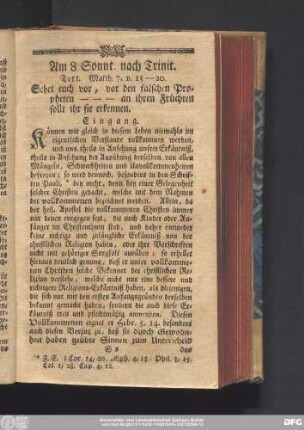 Am 8. Sonnt. nach Trinit. Text. Matth. 7. v. 15. - 20.