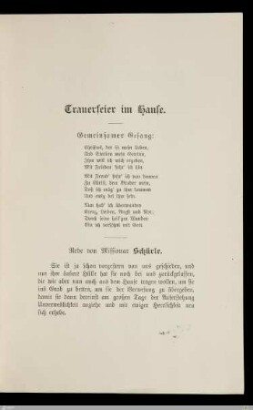 Trauerfeier im Hause