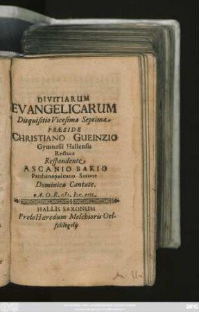Divitiarum Evangelicarum Disquisitio Vicesima Septima