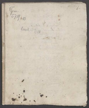 Mirabilis metamorphosis - BSB Cgm 5719(10 : [inside of cover:] Personae // Prologus Seu spillgraff // Diocletian kayser // Fertl hoffherr // stöffl hoffherr // Prinz A. // Prinz B. // Jupiter // Gözenpfaff // Lucifer // Wizlwuzl // Belzebue // Aschemodi // Kaltipockh