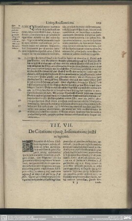 Tit. VII. De Citatione eiusq[ue] Insinuatione iusta ac legitima