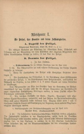 Abschnitt I. Die Polizei, ihre Beamten und deren Zuständigkeiten