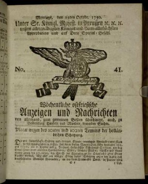 No. 41. Montags, den 12ten Octobr. 1750.