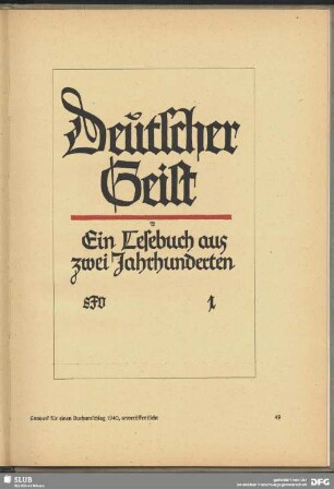 Buchumschlag "Deutscher Geist" [unveröffentlichter Entwurf]