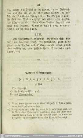 Zweite Abtheilung. Hydrographie