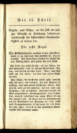 Die erste Regel. [bis] Die neunte Regel.