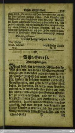 IV. Visit-Briefe