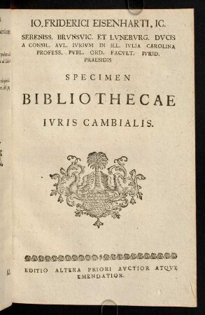 193-212, Specimen Bibliothecae iuris Cambialis.