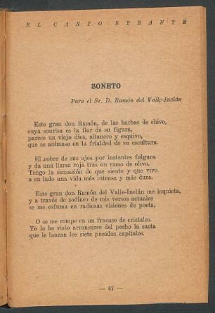 Soneto : Para el Sr. D. Ramón del Valle-Inclán