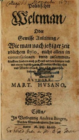 Politischer Weltmann ...