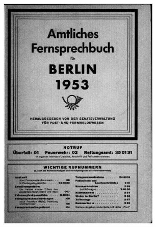 1953: Amtliches Fernsprechbuch für Berlin