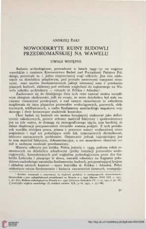 1: Nowoodkryte ruiny budowli przedromańskiej na Wawelu