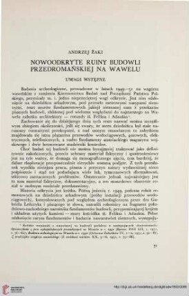 1: Nowoodkryte ruiny budowli przedromańskiej na Wawelu