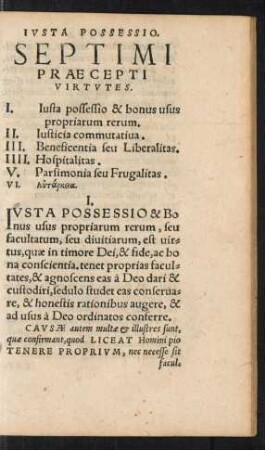 Septimi Praecepti Virtutes.