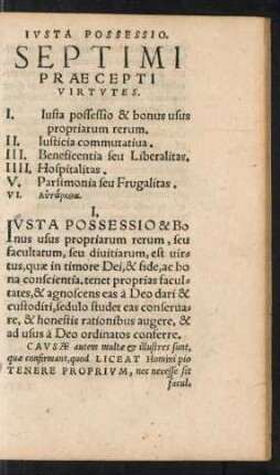 Septimi Praecepti Virtutes.