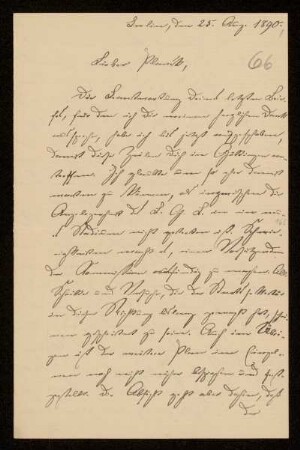 66: Brief von Hermann Struckmann an Gottlieb Planck, Berlin, 25.8.1890