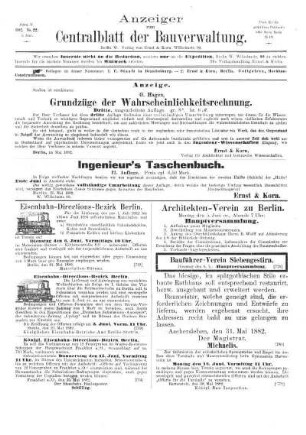 Anzeiger zum Zentralblatt der Bauverwaltung, No. 22