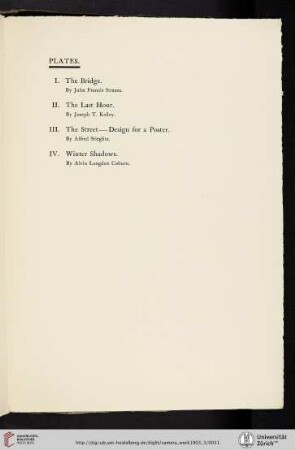 John Francis Strauss, Joseph T. [Turner] Keiley, Alfred Stieglitz, Alvin Langdon Coburn [list of plates]