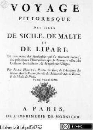 Voyage pittoresque des isles de Sicile, de Malte et de Lipari ..., 3. Band, Titelblatt