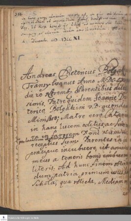 Lebenslauf von Andreas Dietericus.