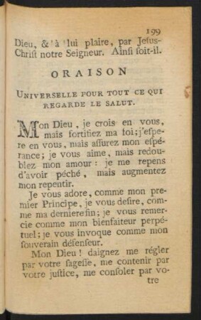 Oraison universelle pour tout ce qui regarde le salut