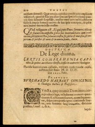Doctrina De Lege divina.