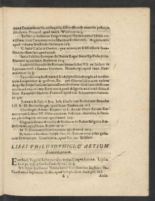 Libri Philosophici, & Artium humaniorum.