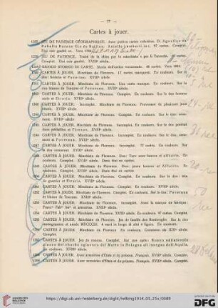 Cartes à jouer (Nr. 1237-1266)