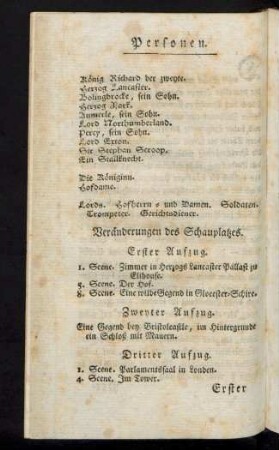 Veränderungen des Schauplatzes