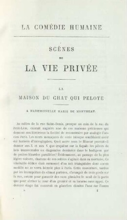 La Comédie humaine. Scènes de la vie privée