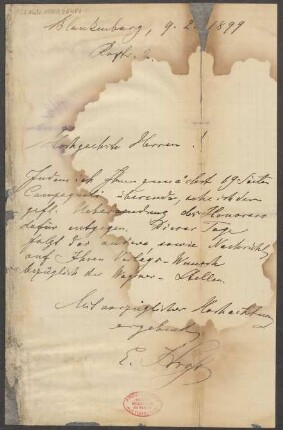 Brief an B. Schott's Söhne : 09.02.1899
