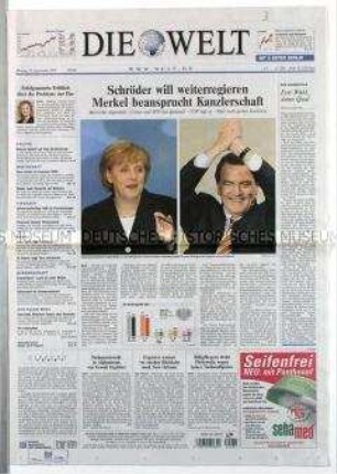 Tageszeitung "Die Welt" zu den Ergebnissen der Bundestagswahl 2005