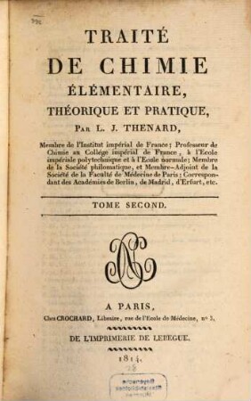 Traité De Chimie Élémentaire, Théorique Et Pratique, Tome Second