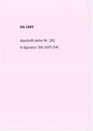 Stb 1869, Abschrift Nr. 191