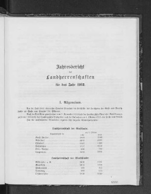 Jahresbericht der Landherrenschaften für das Jahr 1912.