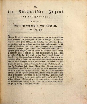 An die Zürcherische Jugend, 1/36. 1799/1834