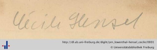 [Provenienz]: Lowenthal-Hensel, Cécile