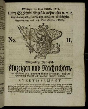 No. 11. Montags, den 12ten Martii, 1759.