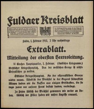 Zweite Ausgabe vom Montag, den 01. Februar 1915.